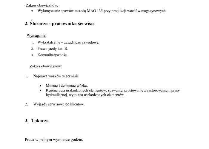 Grajewo ogłoszenia: Zakrem Spółka z o.o.o w Grajewie zatrudni: spawacza, tokarza i...